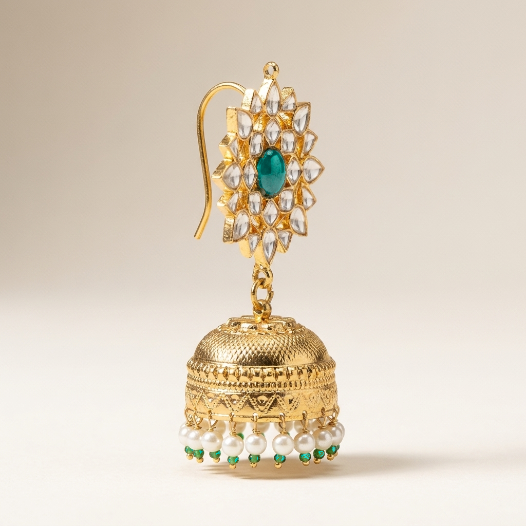 Karan Phool Golden Jhumka