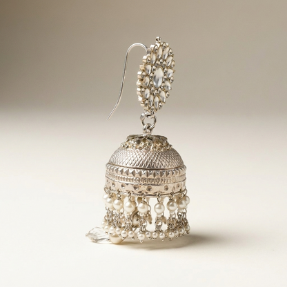 Karan Phool Silver Jhumka